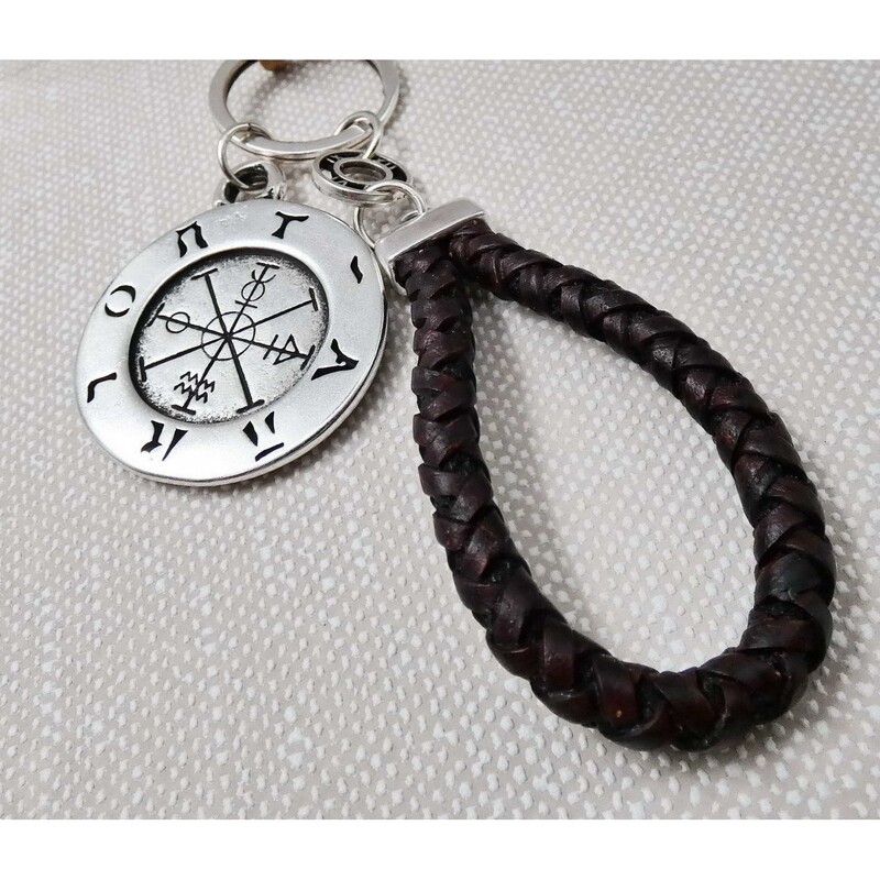 Men's Leather Keyring Wind...